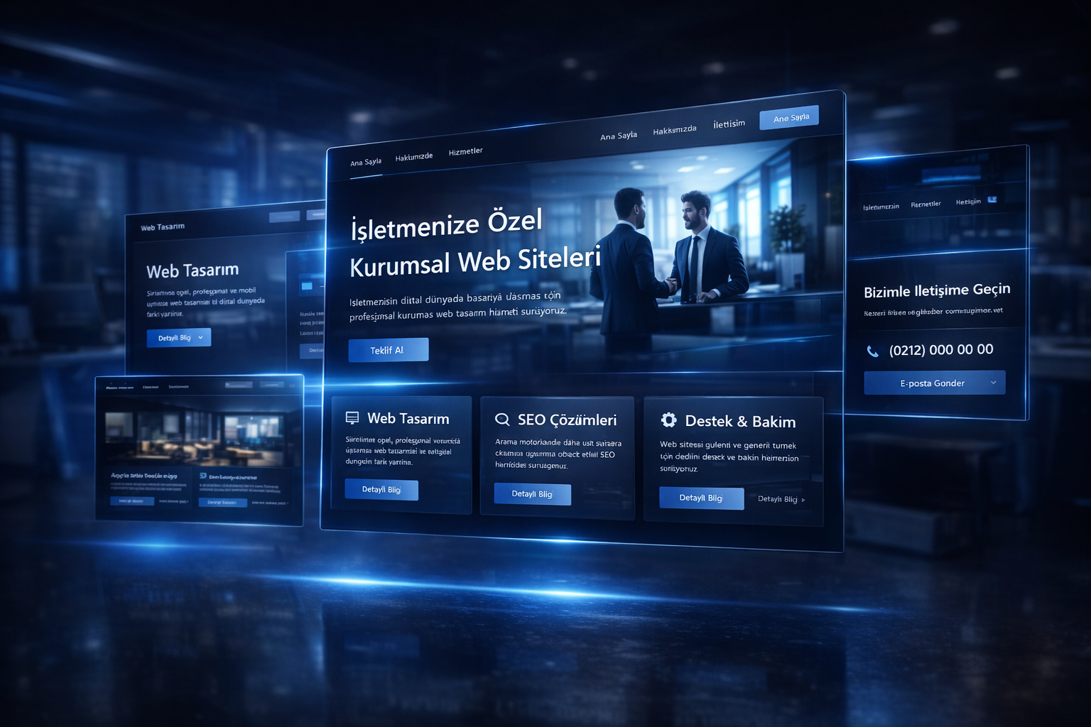 İşletmeye özel website çözümü için premium kurumsal web arayüzü